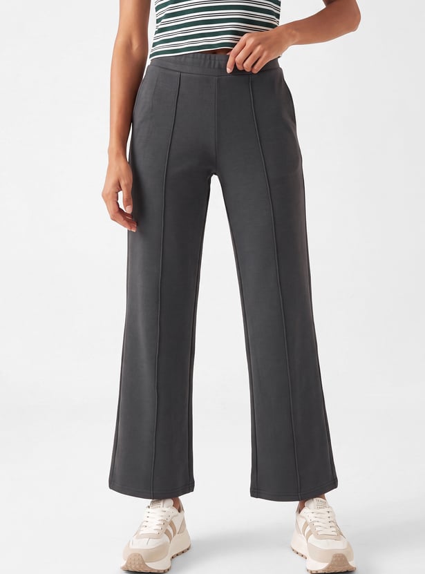 Women Pintuck Wide Leg Sports Track Pants