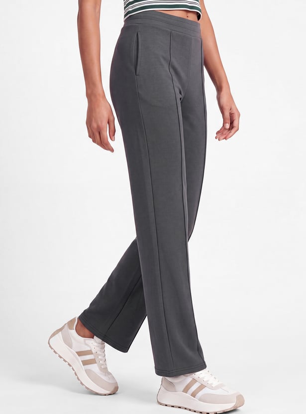 Women Pintuck Wide Leg Sports Track Pants