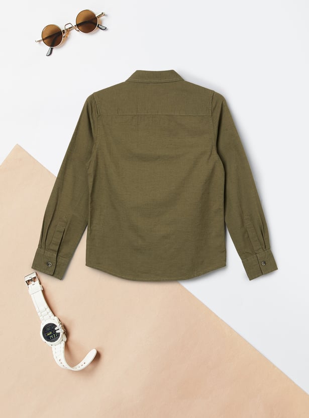 Boys Solid Relaxed Fit Shirt