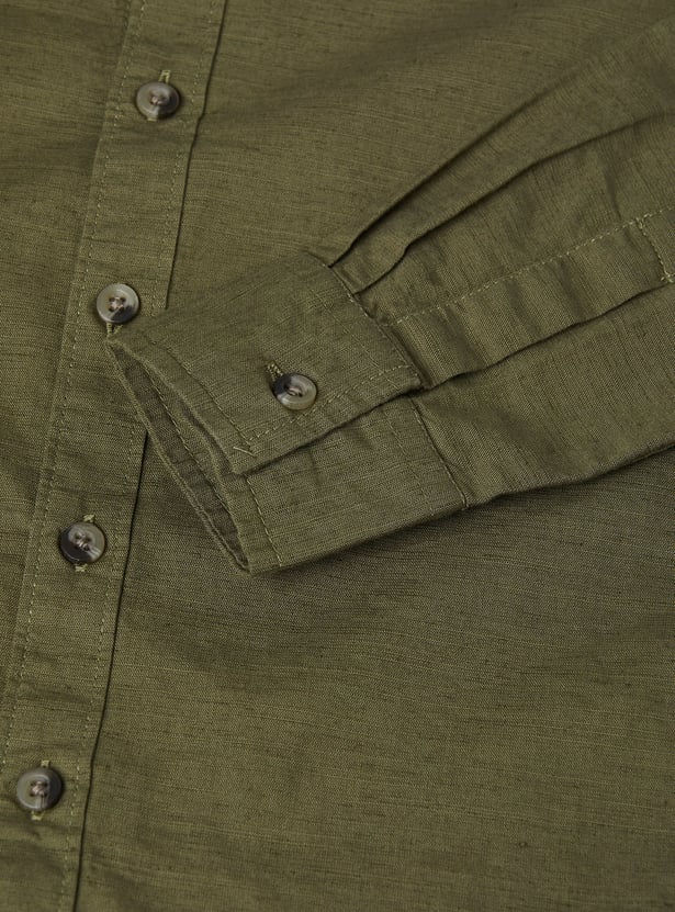 Boys Solid Relaxed Fit Shirt