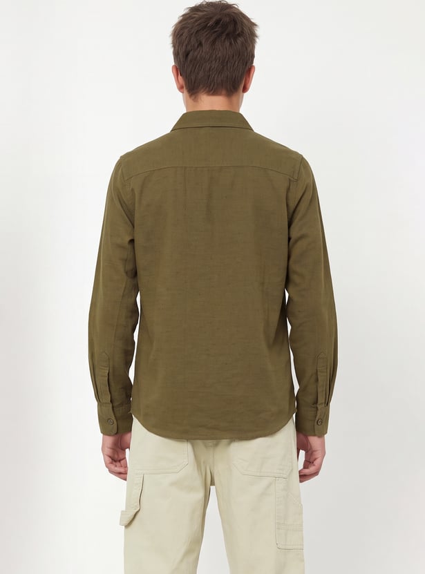 Boys Solid Relaxed Fit Shirt