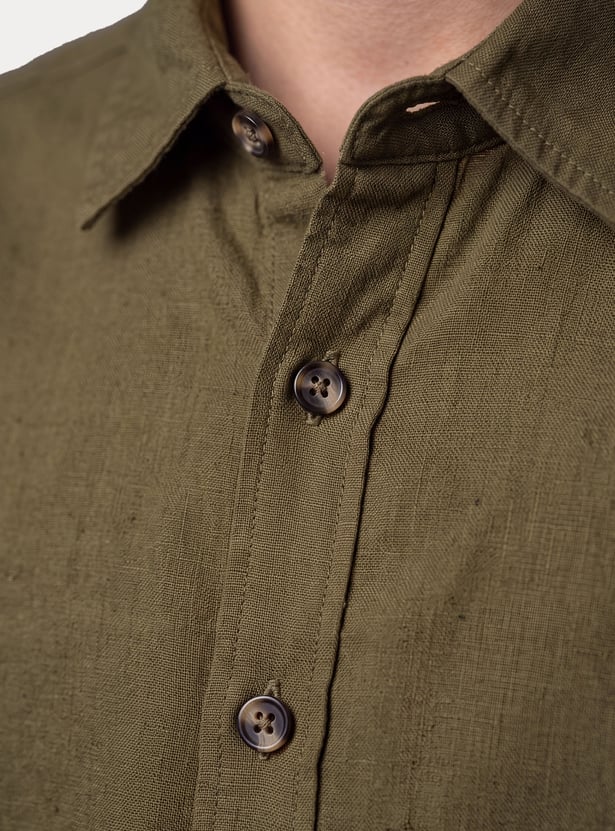 Boys Solid Relaxed Fit Shirt
