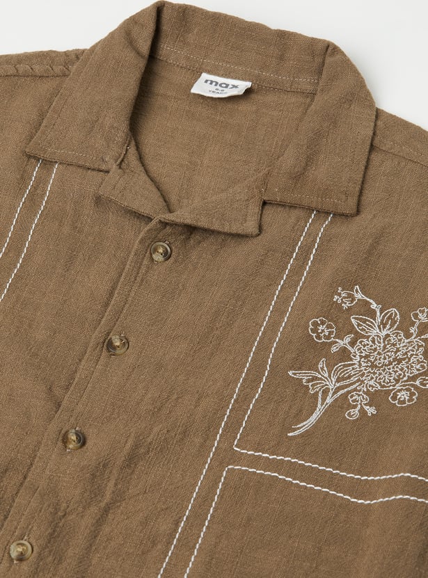 Boys Embroidered Oversized Shirt