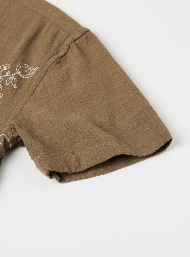 Boys Embroidered Oversized Shirt