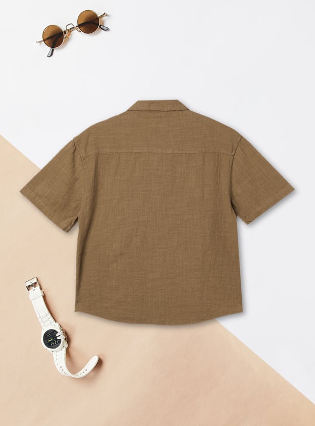 Boys Embroidered Oversized Shirt