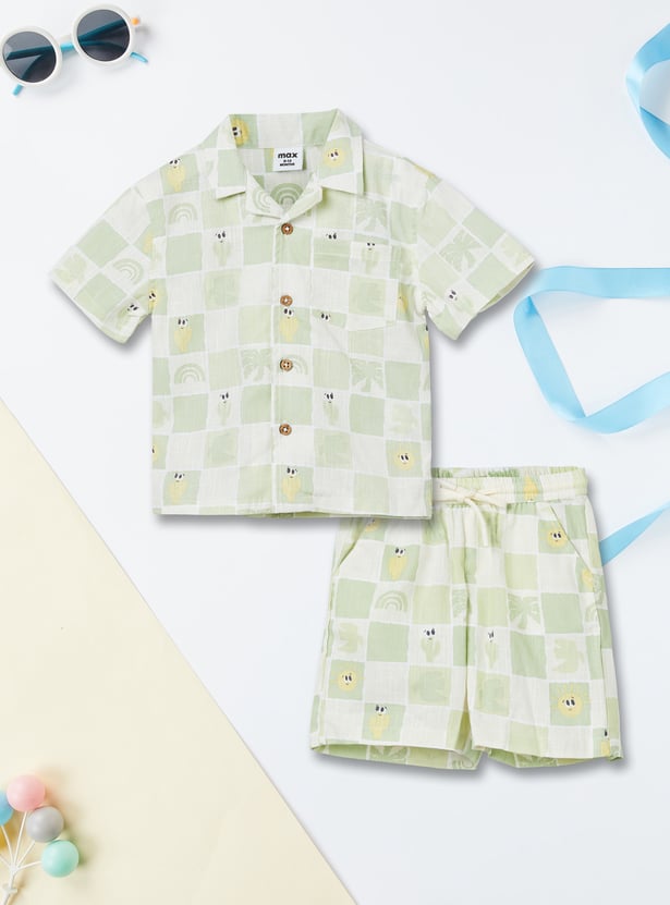 Boys Printed Shirt and Shorts Set