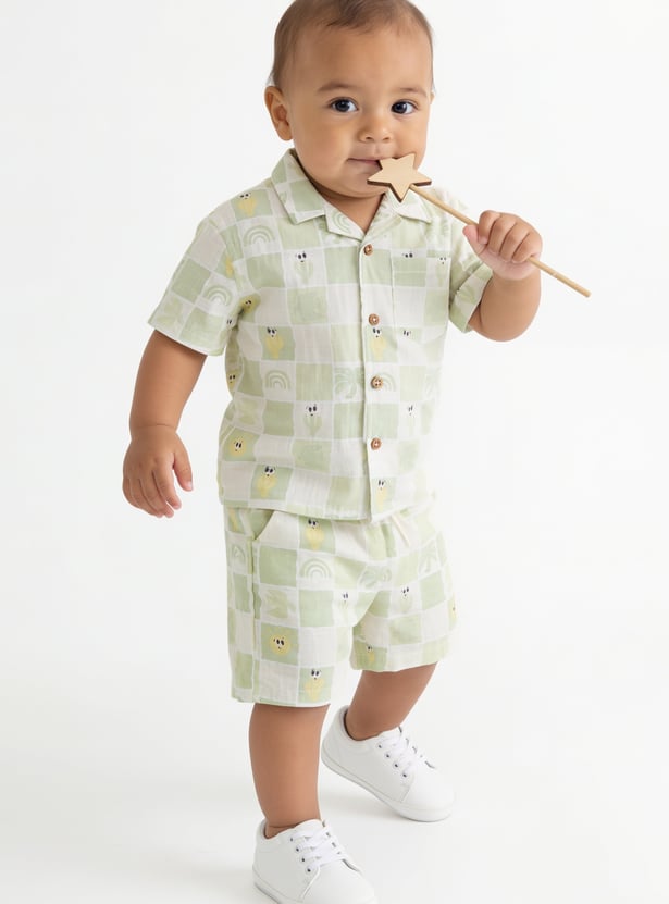 Boys Printed Shirt and Shorts Set