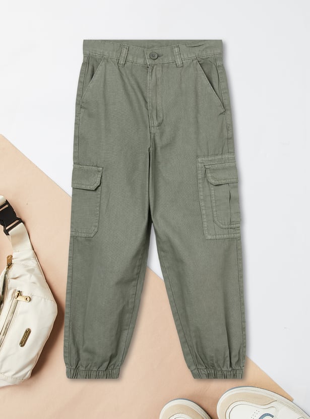 Boys Solid Cargo Joggers