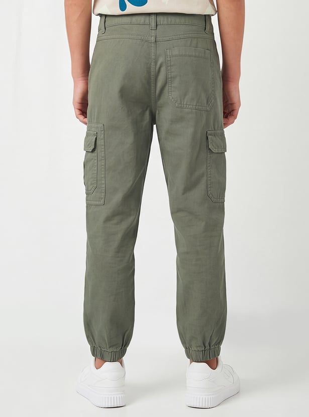 Boys Solid Cargo Joggers