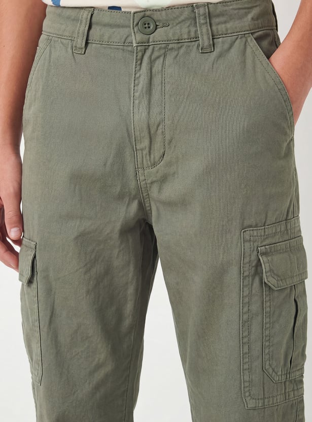 Boys Solid Cargo Joggers