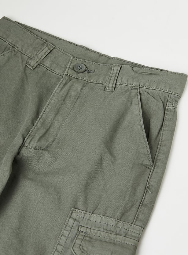 Boys Solid Cargo Joggers