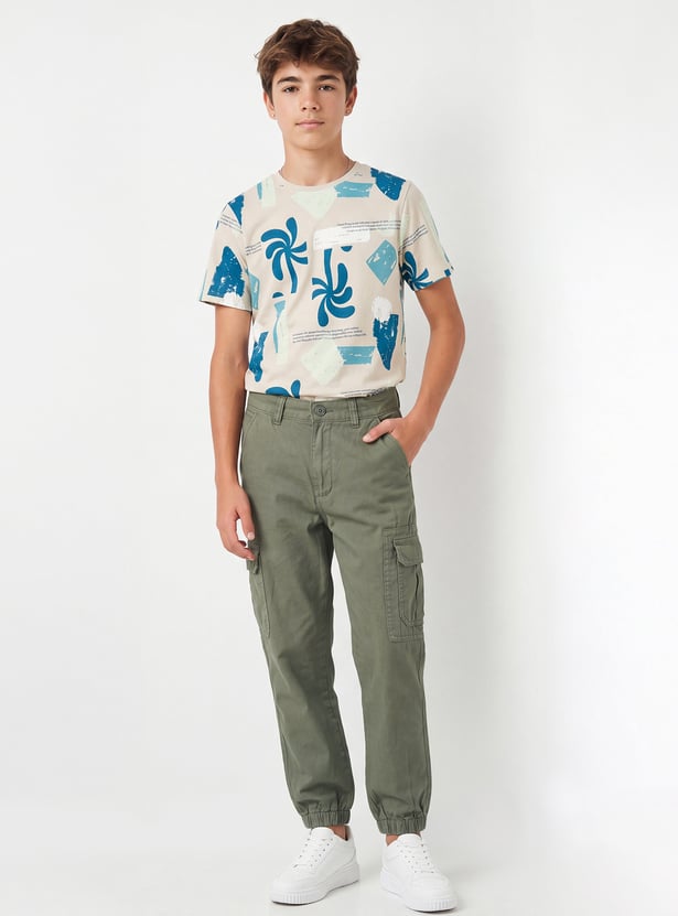 Boys Solid Cargo Joggers