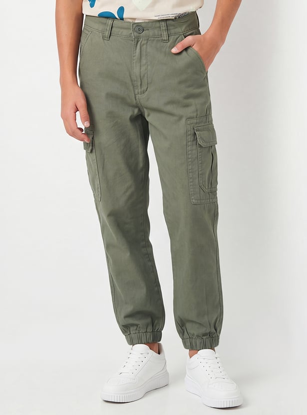 Boys Solid Cargo Joggers