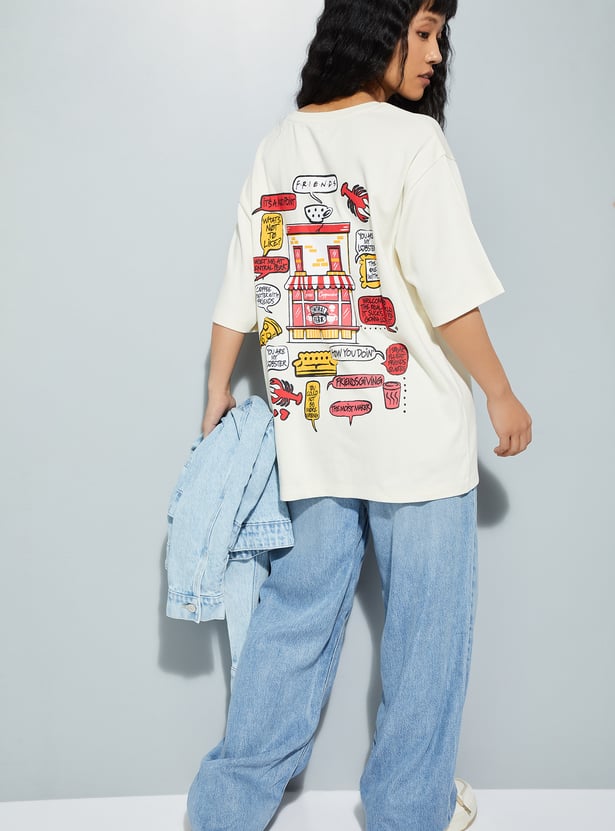 URB_N Women Oversized Friends Printed T-shirt