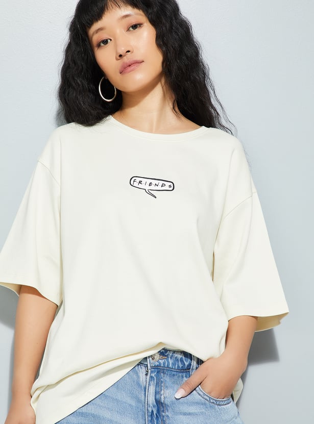 URB_N Women Oversized Friends Printed T-shirt