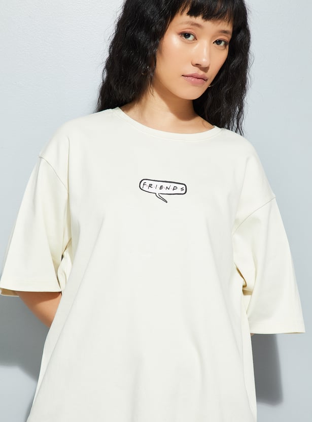 URB_N Women Oversized Friends Printed T-shirt