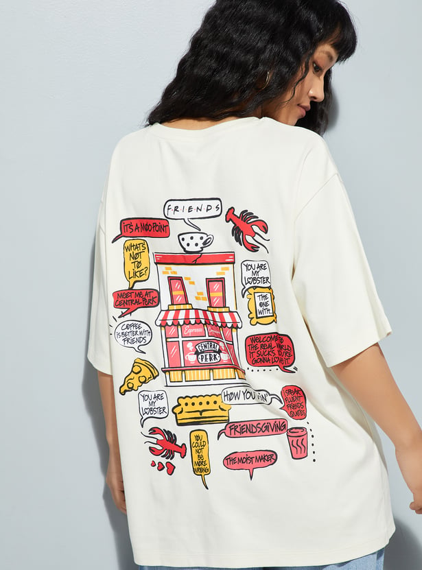 URB_N Women Oversized Friends Printed T-shirt