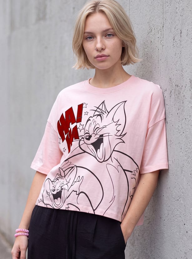 URB_N Women Tom & Jerry Character T-shirt