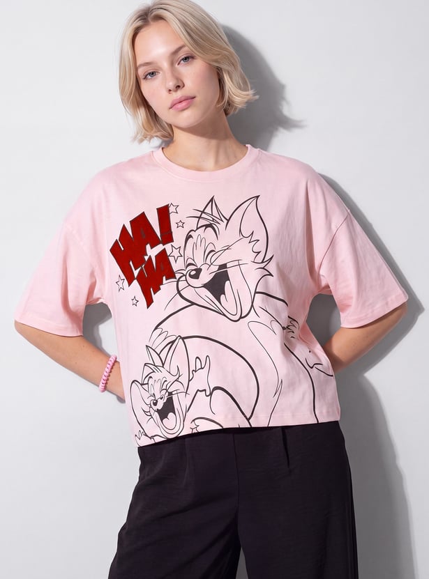 URB_N Women Tom & Jerry Character T-shirt