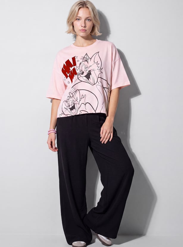 URB_N Women Tom & Jerry Character T-shirt
