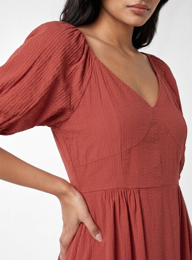 Women Textured Midi Dress