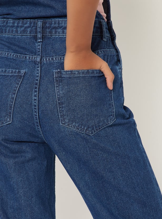 Women Solid Denim Dungarees