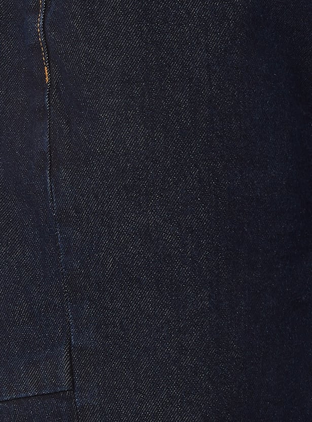 Women Dark Wash Barrel Fit Jeans
