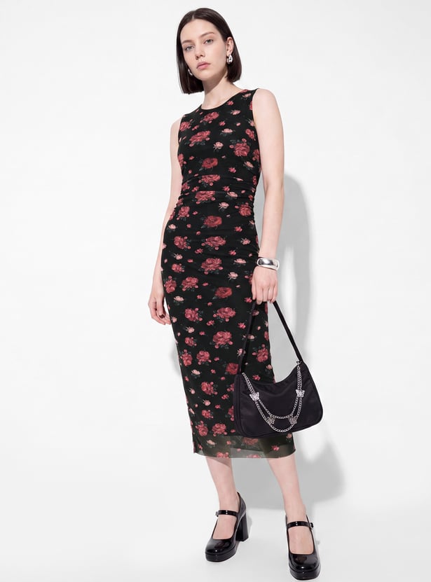 Women Floral Print Bodycon Dress