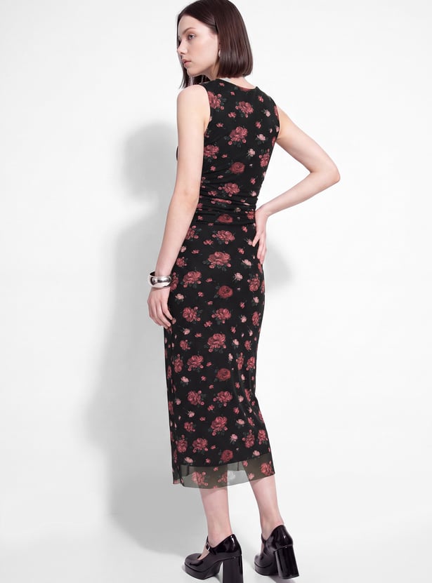 Women Floral Print Bodycon Dress