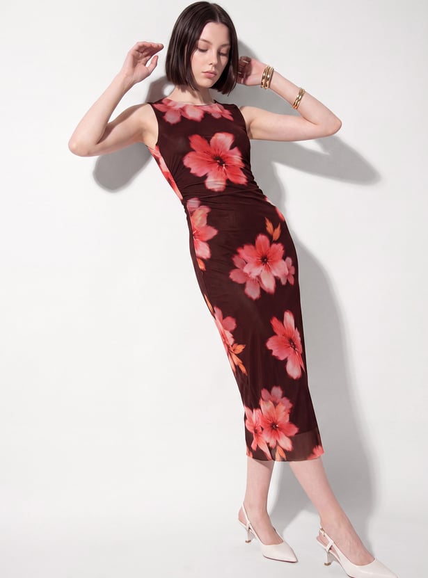 Women Floral Print Bodycon Dress