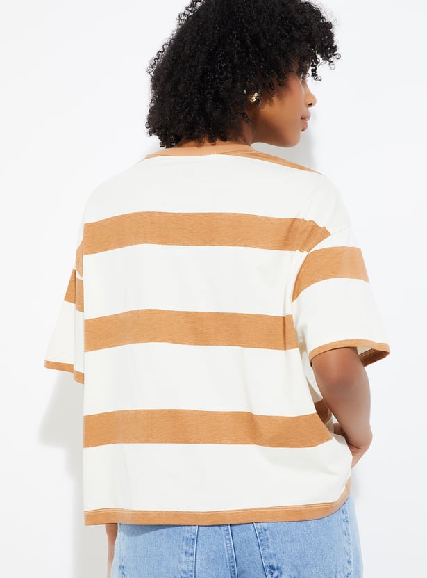 URB_N Women Boxy Fit Striped T-shirt