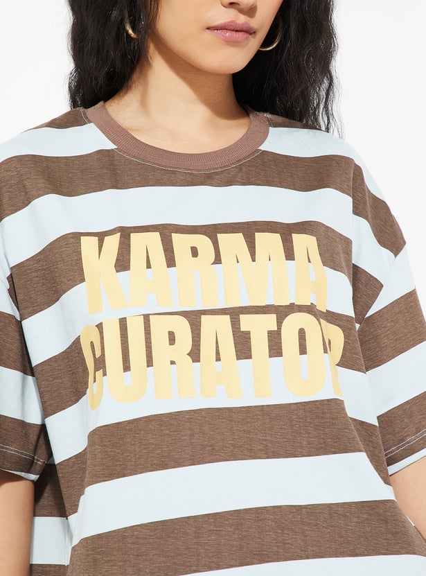 URB_N Women Boxy Striped T-shirt