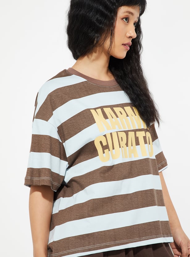URB_N Women Boxy Striped T-shirt