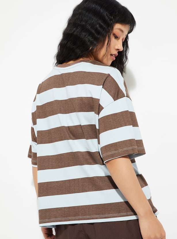 URB_N Women Boxy Striped T-shirt