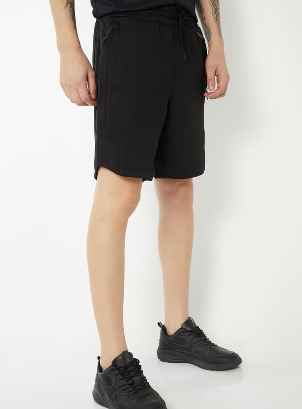 Men Solid Sports Shorts