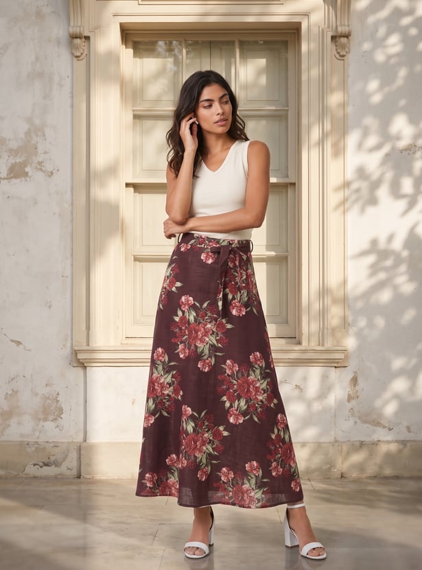 Women Floral Print A-Line Skirt