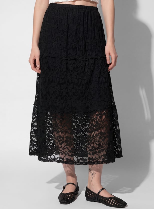 URB_N Women Lace Tiered Skirt