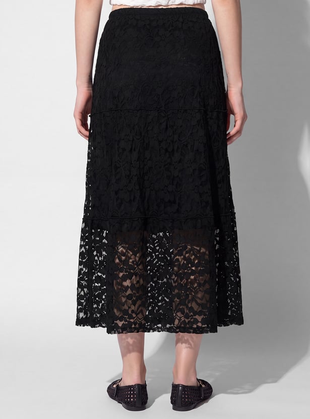 URB_N Women Lace Tiered Skirt