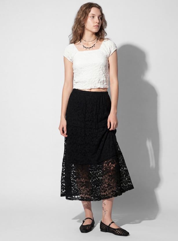 URB_N Women Lace Tiered Skirt