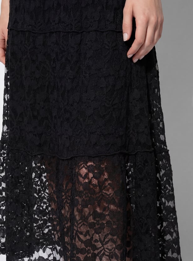 URB_N Women Lace Tiered Skirt