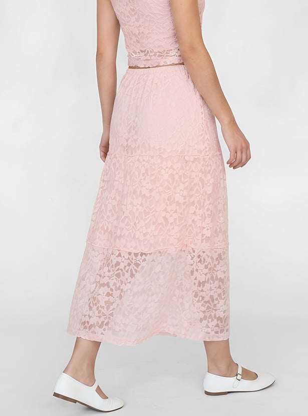 URB_N Women Lace Tiered Skirt
