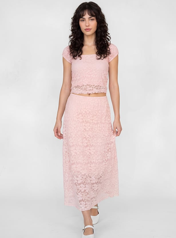 URB_N Women Lace Tiered Skirt