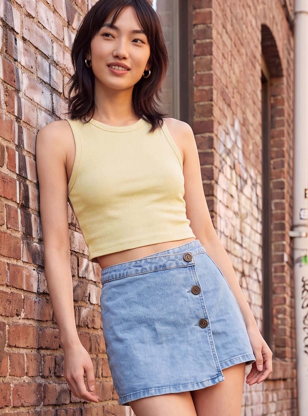 URB_N Women Solid Crop Top