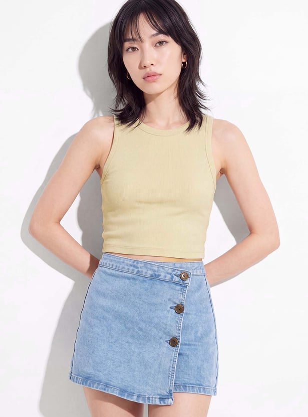 URB_N Women Solid Crop Top