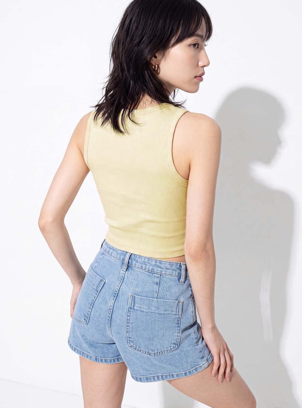 URB_N Women Solid Crop Top