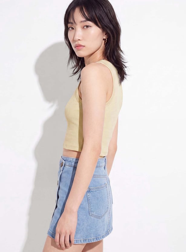 URB_N Women Solid Crop Top