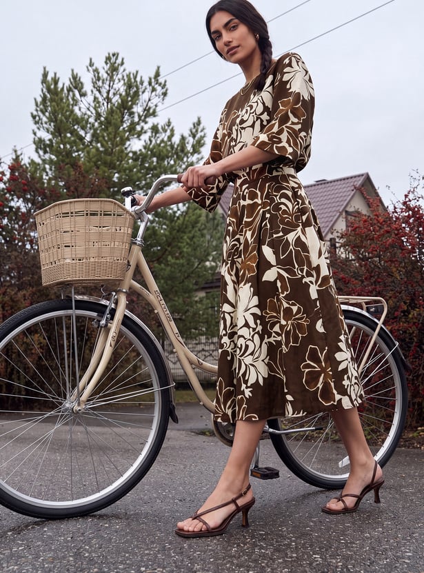 Women Floral Print Skater Skirt