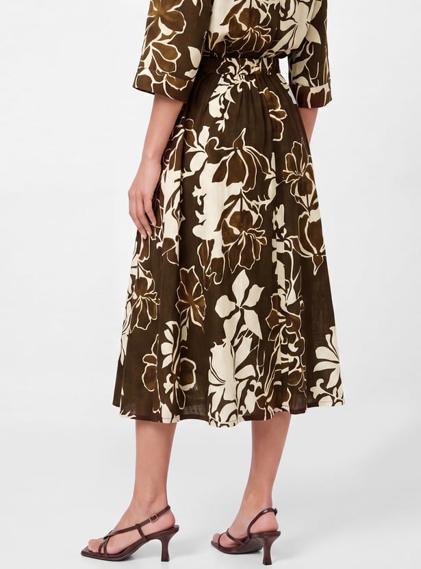 Women Floral Print Skater Skirt
