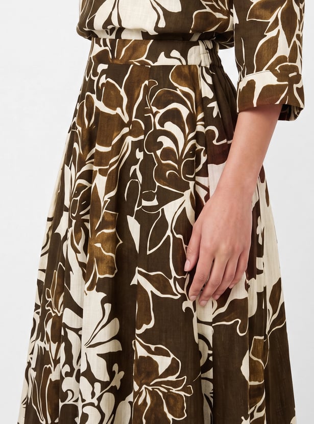 Women Floral Print Skater Skirt
