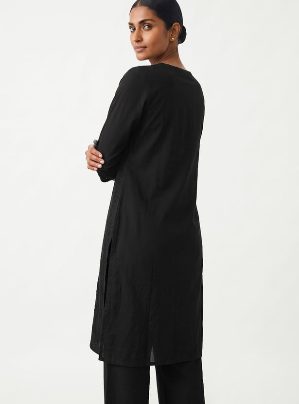 Women Schiffli Straight Kurta